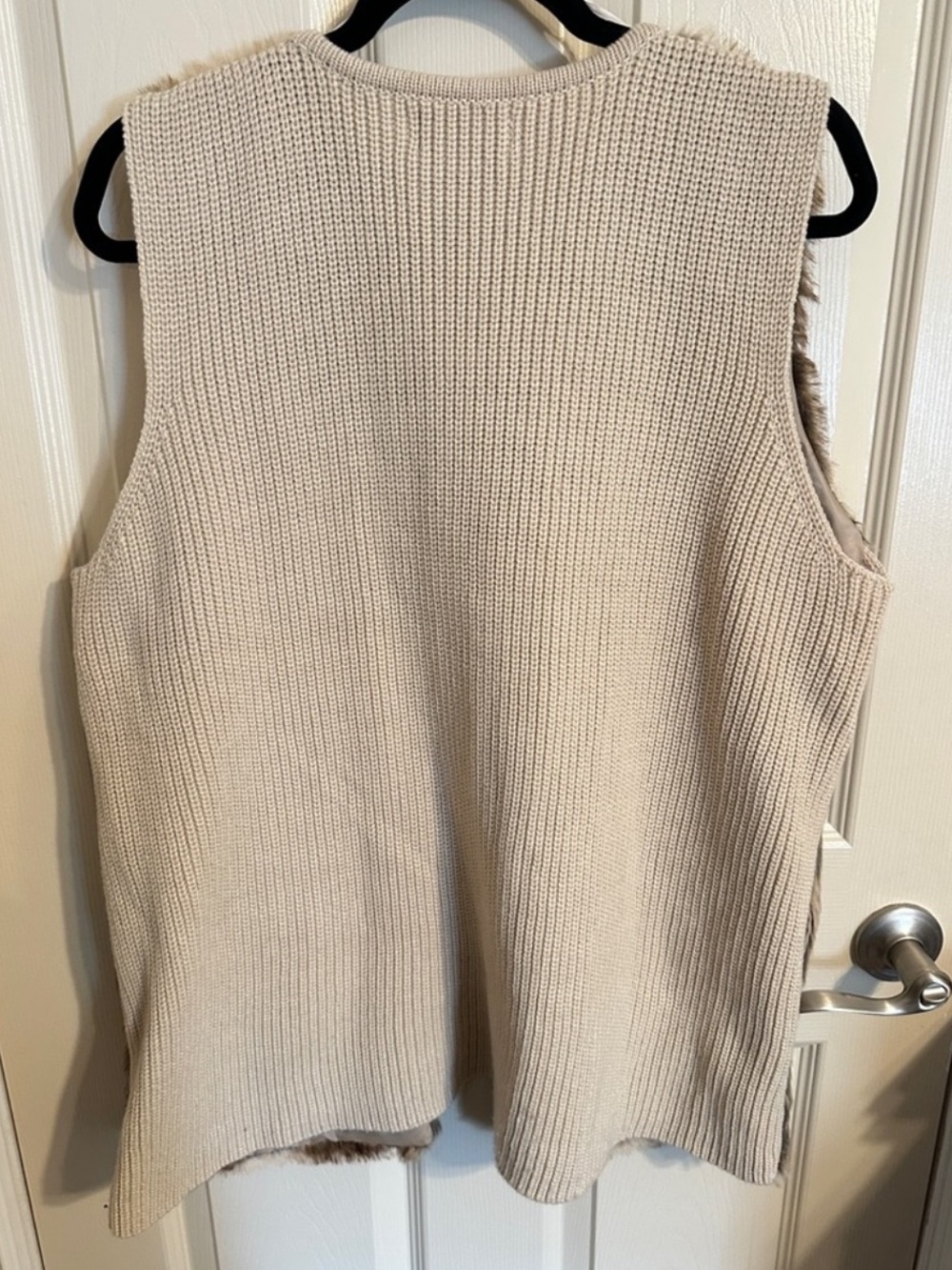 Liz Claiborne Plush Faux Fur Vest w Knit Ribbed Back Texture, Brown, Sz XL, NWOT - Picture 4 of 8